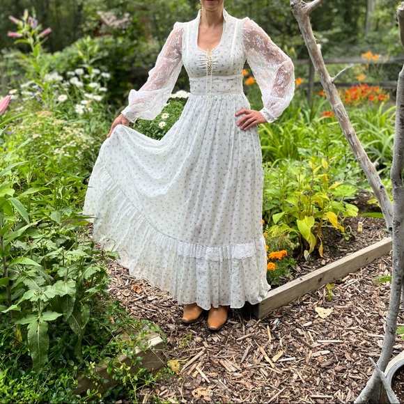 Gunne Sax RARE 70’s Cotton blend Vintage dress size 6, fits like 4 made in USA - Picture 2 of 16